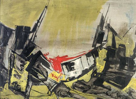 GIANNI BERTINI (1922 - 2010) Senza titolo 1955 Olio su tela 40 x 55 cm...