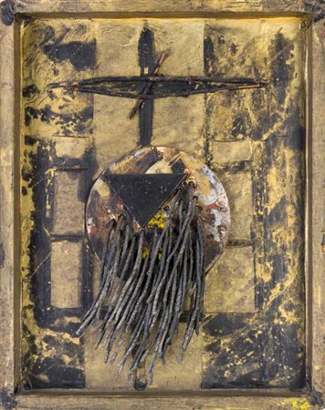 BRUNO CECCOBELLI (1952) Senza titolo 1987 Tecnica mista con collage su tavola...