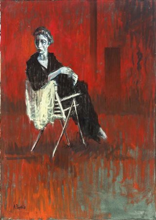 ALESSANDRO PAPETTI (1958) Senza titolo 1981 Olio su tela 70 x 50 cm Firmato e...