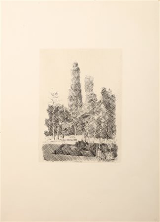 MORANDI GIORGIO (1890 - 1964) I pioppi. 1930. Acquaforte. Cm 35,00 x 50,00....