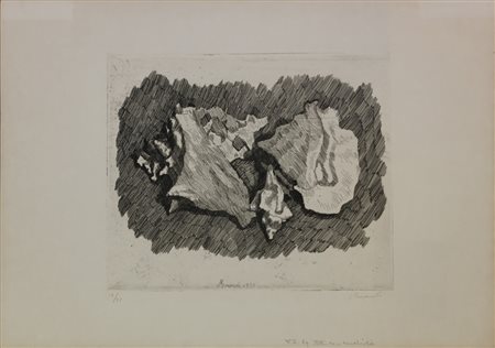 MORANDI GIORGIO (1890 - 1964) Natura morta con conchiglie. 1930. Acquaforte....