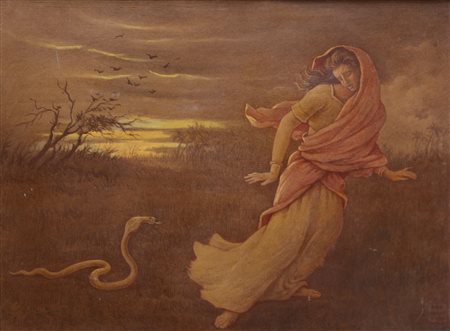 GEORGIEV BORIS (1888 - 1962) Donna e cobra. Tempera su carta. Cm 63,00 x...