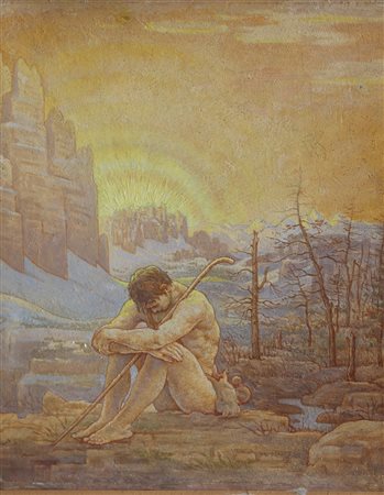 GEORGIEV BORIS (1888 - 1962) The eternal road. Affresco su tavola. Cm 35,00 x...