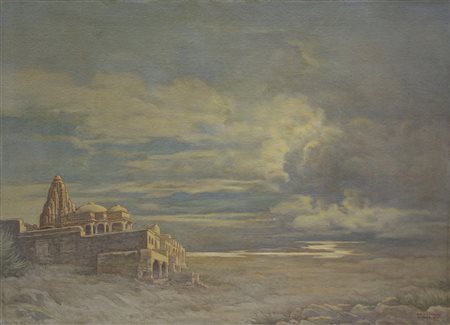 GEORGIEV BORIS (1888 - 1962) Paesaggio indiano. 1957. Olio su faesite. Cm...