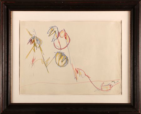 PERILLI ACHILLE (n. 1927) Senza titolo. 1958. Pastello su carta. Cm 48,00 x...