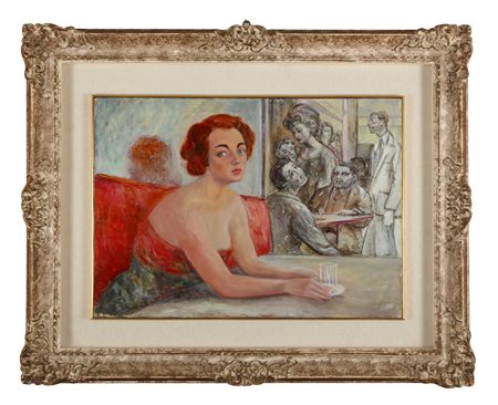 SASSU ALIGI (1912 - 2000) La bionda. Olio su tela . Cm 70,00 x 50,00. Firma...