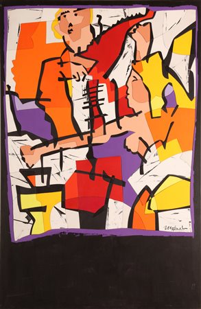 NESPOLO UGO (n. 1941) Frammento. Acrilico su legno. Cm 75,00 x 115,00. Firma...