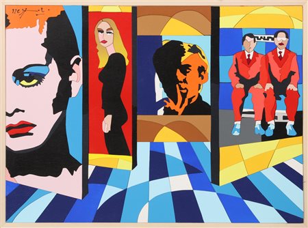 NESPOLO UGO (n. 1941) Golden age. Acrilico su tavola. Cm 40,00 x 30,00. Firma...