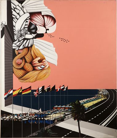 SARRI SERGIO (n. 1938) Le storie di Varazze. 1967. Olio su tela . Cm 100,00 x...