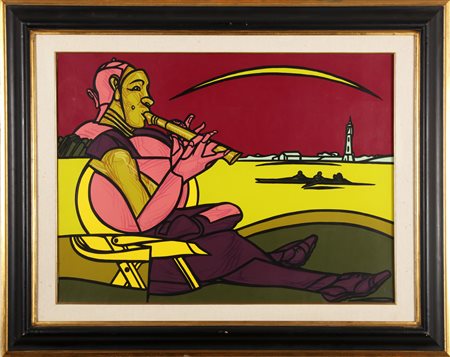 ADAMI VALERIO (n. 1935) Senza titolo. Acrilico su carta incollata su tela. Cm...