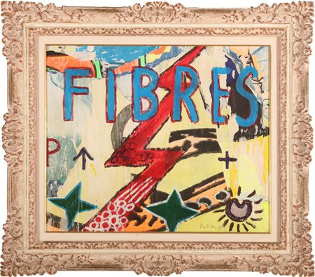 ROTELLA MIMMO (1918 - 2006) Fibres. 1973. Sovrapittura e decollage su tavola....