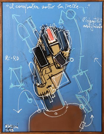 MORENI MATTIA (1920 - 1999) Il computer sotto la pelle... 1995. Olio su tela...