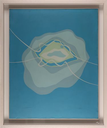 FERRARI AGOSTINO (n. 1938) Immerso nell'azzurro. 1966. Olio su tela . Cm...