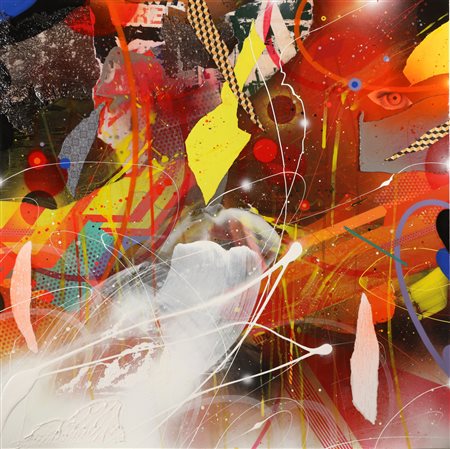 MANTOVANI KAYONE MARCO (n. 1972) Electro cube. 2016. Tecnica mista su tela....