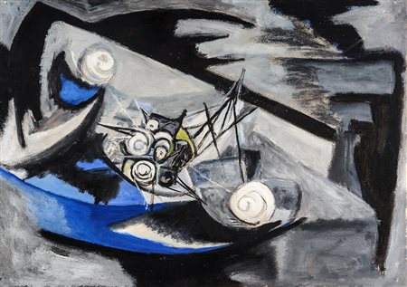 BRUNA GASPARINI 1917 - 1998 Senza titolo, 1955 Olio su carta intelata, cm....