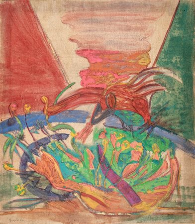 ATTILIO FORGIOLI 1933 La Valle, 1966 Olio su tela, cm. 90 x 80 Firmato e...