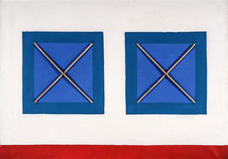 JACK CLEMENTE 1926 - 1976 Souvenir 27, 1966 Olio e corde su tela, cm. 70 x...