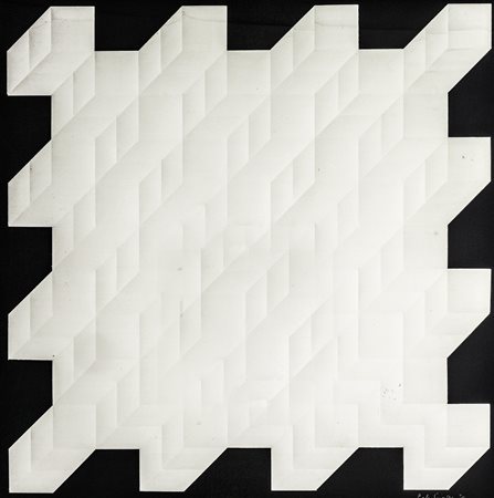 PAOLO SCIRPA 1934 Senza titolo, 1975 Foglio di alluminio lavorato su carta,...