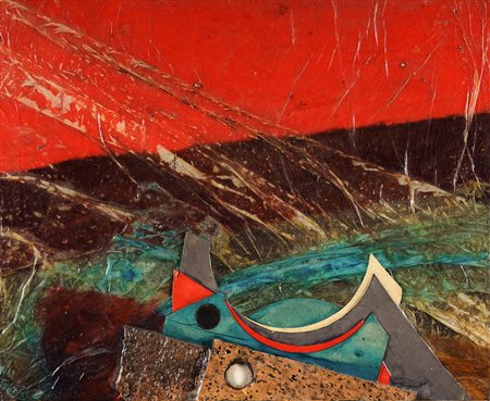 ROBERTO CRIPPA 1921 - 1972 Paesaggio, 1971 Tecnica mista e sughero su tavola,...