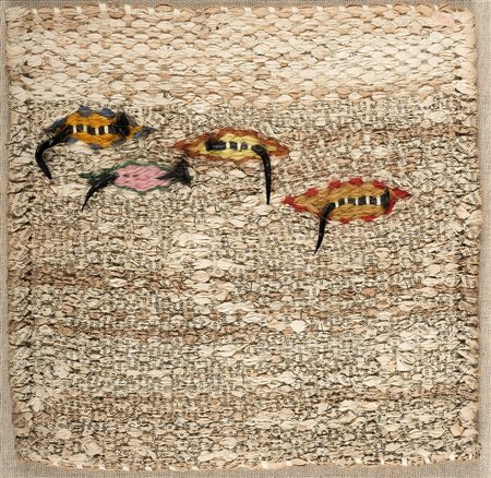 LUCIANO GHERSI Senza titolo, 1990 Tessuto di filati e carta realizzato a mano...