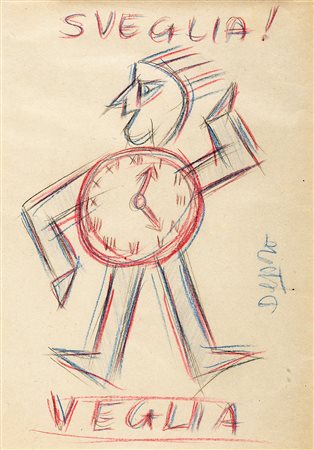 FORTUNATO DEPERO 1892 - 1960 Sveglia! Veglia!, 1928 Matite colorate su carta,...