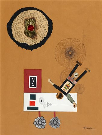 MARIO PERSICO 1930 Senza titolo, 1962 Inchiostro e collage su carta, cm. 63 x...