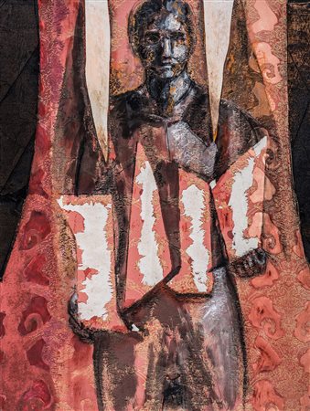 BRUNO CECCOBELLI 1952 Musico, 1983 Tecnica mista e collage di legno, carta e...