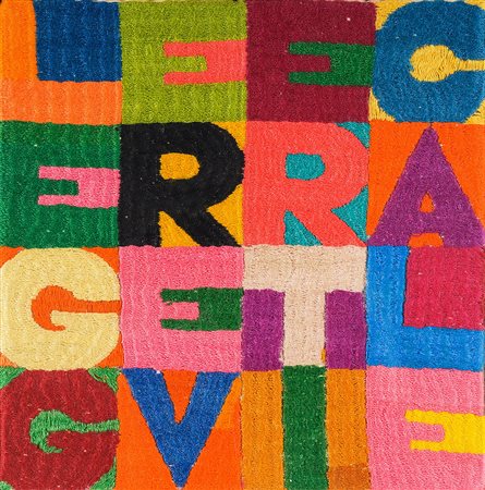 ALIGHIERO BOETTI 1940 - 1994 Leggere verticale, 1987 Ricamo su tessuto, cm....