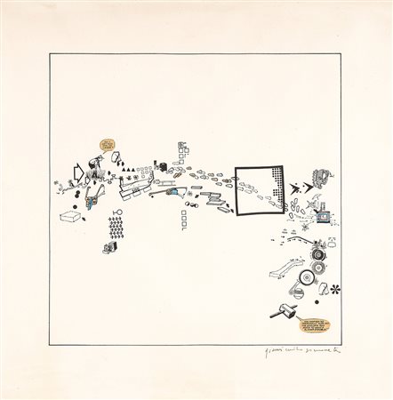 GIANNI EMILIO SIMONETTI 1940 Senza titolo, anni '70 Tecnica mista su carta,...