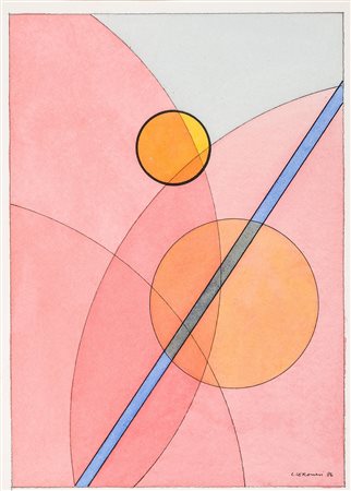 LUIGI VERONESI 1908 - 1988 Costruzione, 1986 Acquerello su carta, cm. 56,5 x...