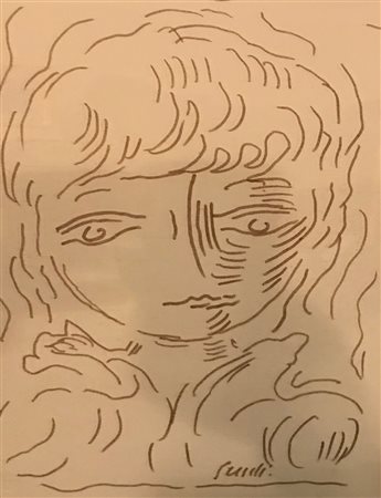 Virgilio Guidi Volto disegno 33x23 provenienza galleria 3,14 Bari