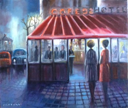 Eliano Fantuzzi olio su tela 50x60 autentica dell'artista su foto