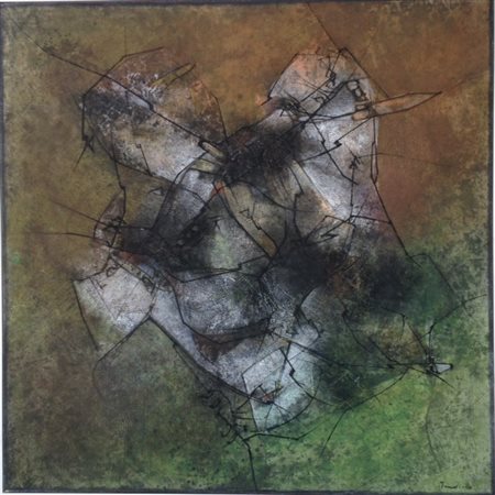 Salvatore Provino Rocce olio su tela 100x100 autentica dell'artista su foto