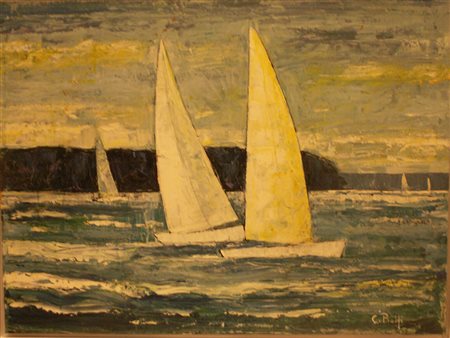 Claudio Rolfi Vele olio su tela 60x80 autentica dell'artista su foto