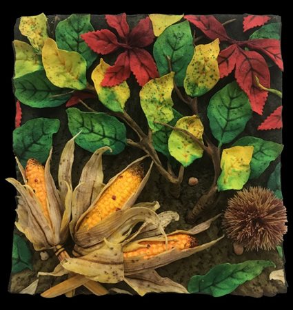 Piero Gilardi Granturco e riccio 30x30 autentica dell'artista su foto