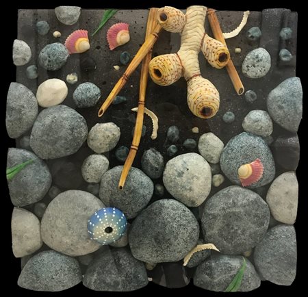 Piero Gilardi Canne e rizoma 50x50 2011 autentica dell'artista su foto