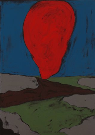 Tano Festa paesaggio senza luce acrilico e smalto su tela 60x80 del 1976...