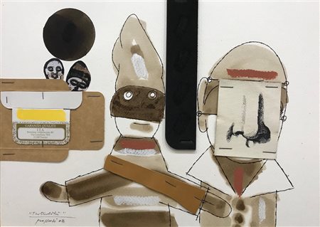 Concetto Pozzati Teatralità Collage e tecnica mista su carta 23 x 33...