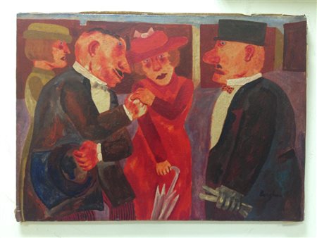 Franz Borghese "Christiens"50x70 olio su tela del 2002 provenienza Galleria...