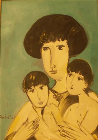 Remo Brindisi Maternità olio su tela 50x70 autentica Brindisi