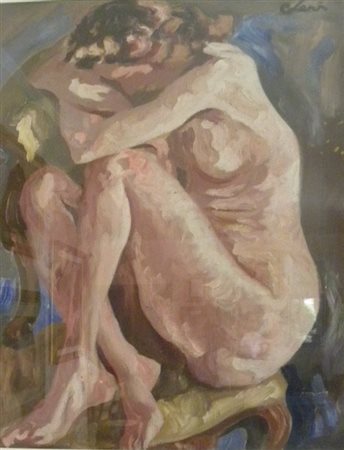 Carlo Levi nudo di donna su sedia olio su tela 1936 70x90 autentica sul retro...