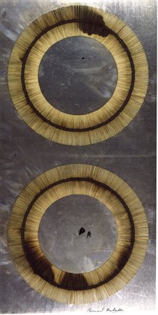 Bernaud Aubertin fiammiferi bruciati su tela 50x100 autentica dell'artista su...