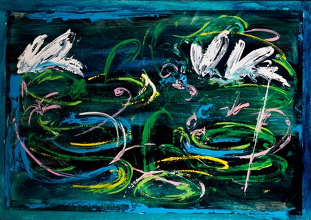 Mario Schifano Idrocultura smalto e acrilico su tela 70x100 del 1989...