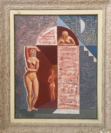 Mario Tozzi Casa di Donne olio su tela 93x72 del 1964 firmato e datato in...