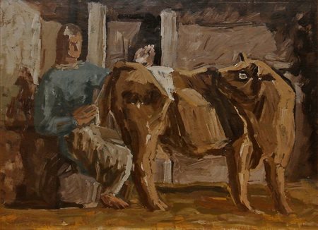 Arturo Martini Interno di stalla 1925-30 olio su tela 32x44