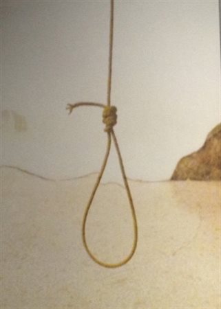 Michelangelo Pistoletto Il Cappio serigrafia su alluminio 76x57 del 1973...