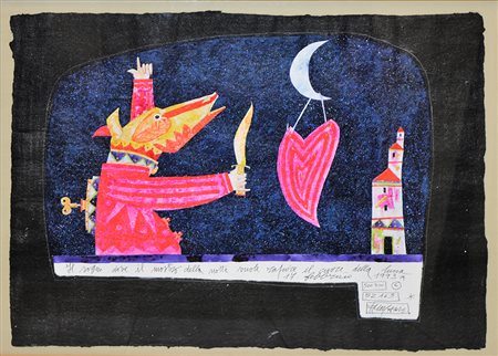 Francesco Musante tecnica mista su carta cm 71x52 autentica dell'artista su foto