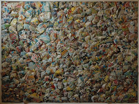 Arturo Carmassi-Topolino 50x70 collage su tela 2002 autentica dell'artista su...