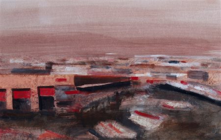 MAGAZZINI SALVATORE (Pistoia 1955) "Piazza Djemaa el Fna di Marralech" Olio...