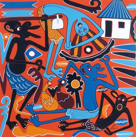 LILANGA GEORGE (Tanzania 1940 - Tanzania 2005) "Ninie fulai kuwaona - wageni...